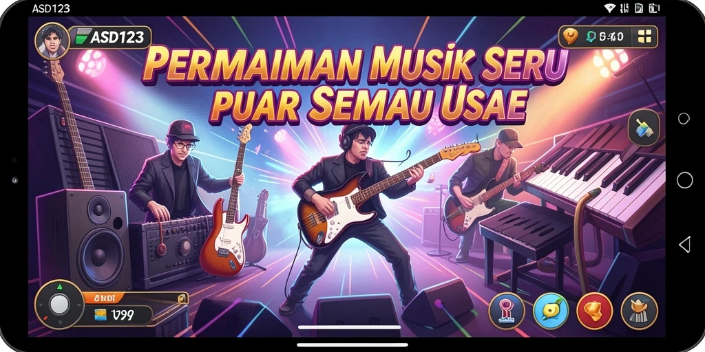Tampilan gameplay ASD123 yang menyenangkan dengan berbagai pilihan lagu.