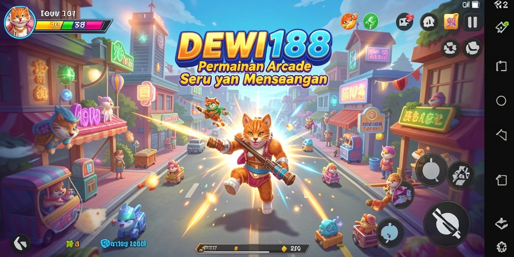 Tampilan utama gameplay DEWI188 yang penuh warna dan menarik.