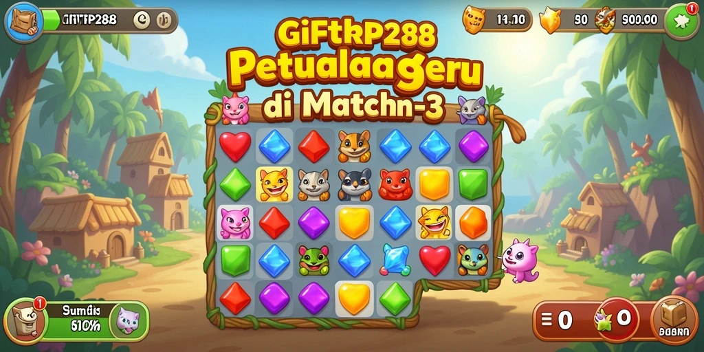 Screenshot dari gameplay seru GIFTRP288, menunjukkan kombinasi item match-3.