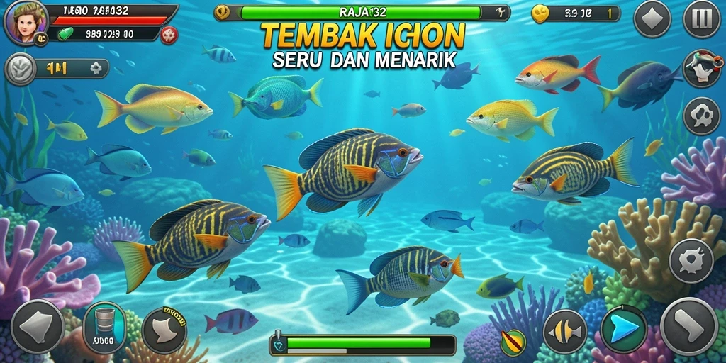 Screenshot gameplay RAJA132 menampilkan aksi menembak ikan yang seru.